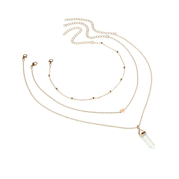 Multi Layering Necklace Sets Crystal Heart - Picture 5 of 5